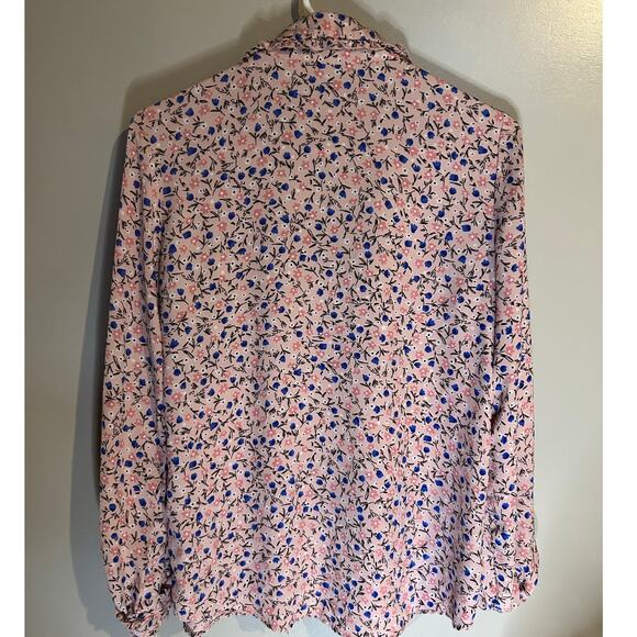 Zara Pink Floral Print Chiffon Button Up Size Small - Picture 2 of 4